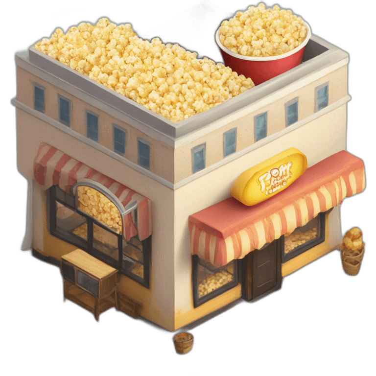 Popcorn cinema cafe isometric emoji