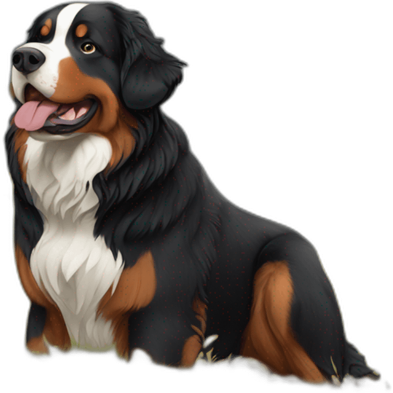 bernese mountain dog near a moose emoji