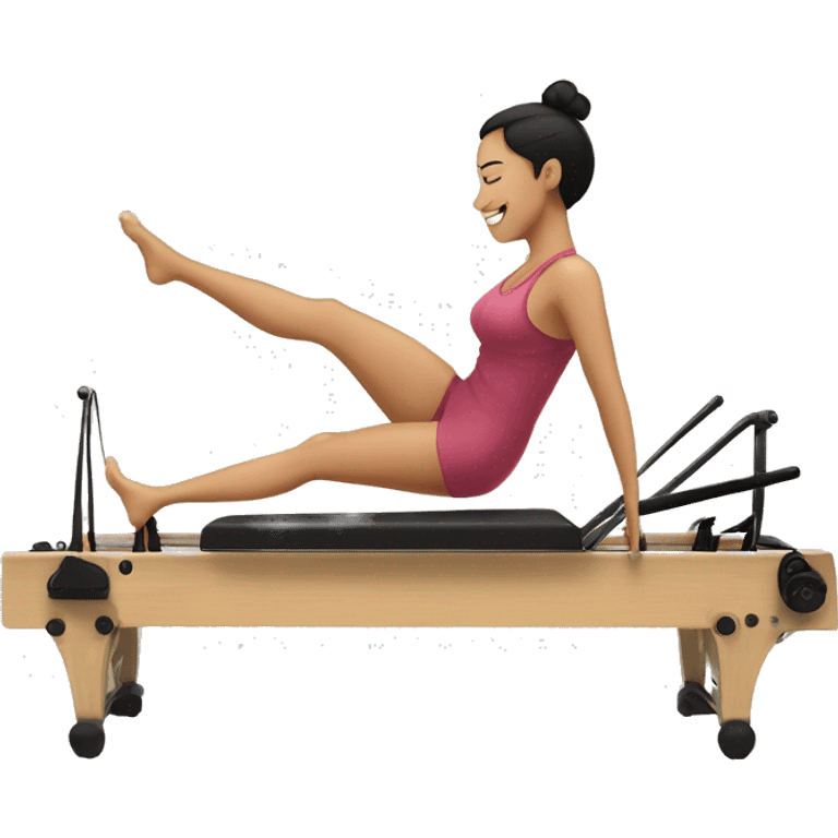 Filipina on pilates reformer with feet up  emoji