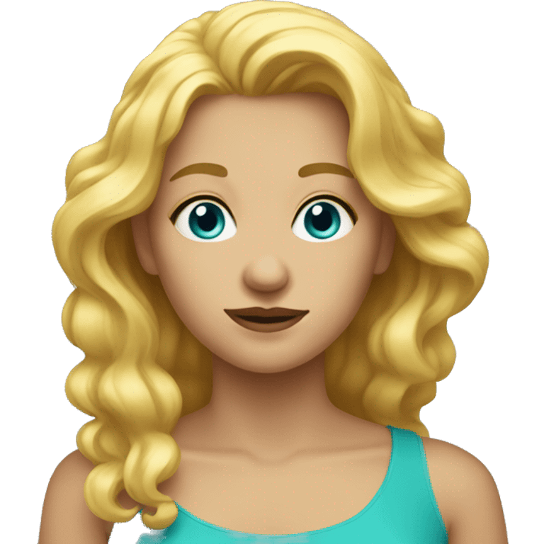 THING WOMAN WITH GOLDEN HAIR AND CYAN DRESS emoji