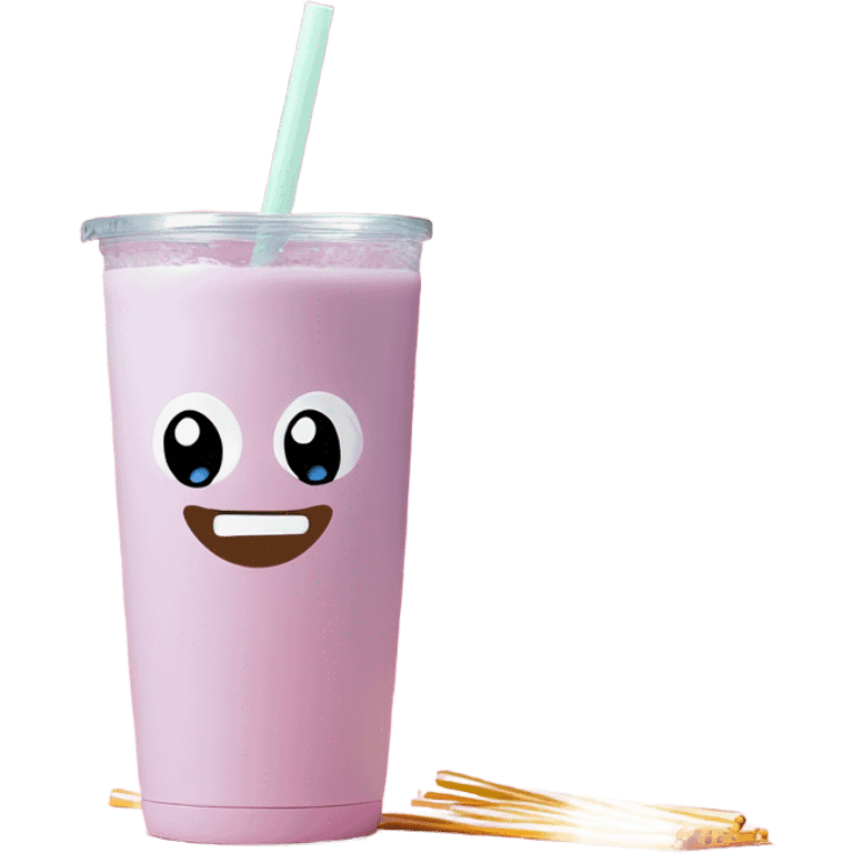 Pastel pink, 40 oz tumbler with handle, and straw emoji