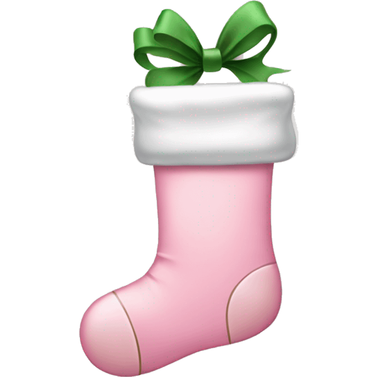  light pink Christmas stocking with bow emoji