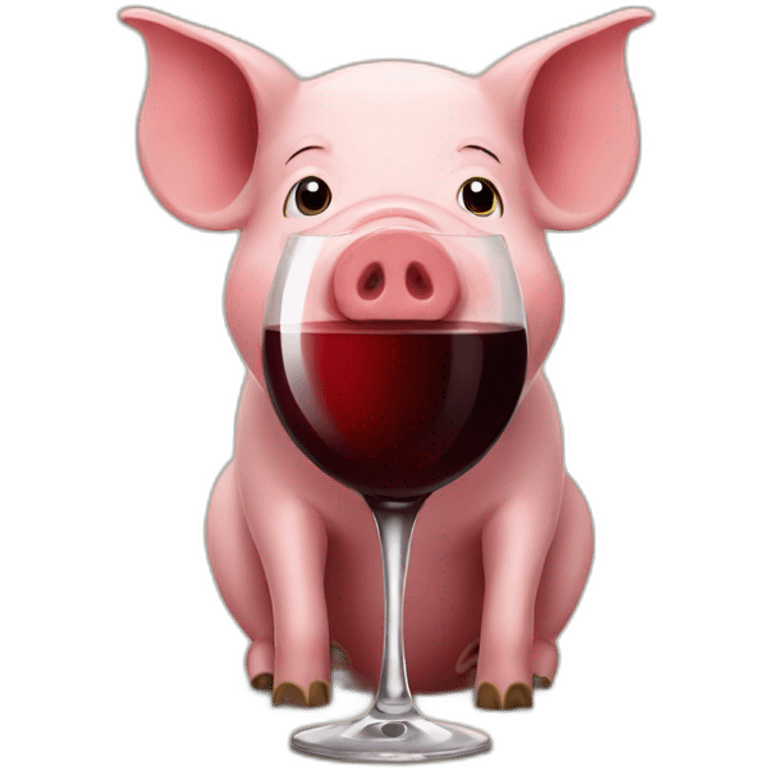 Pig drinks red wine emoji