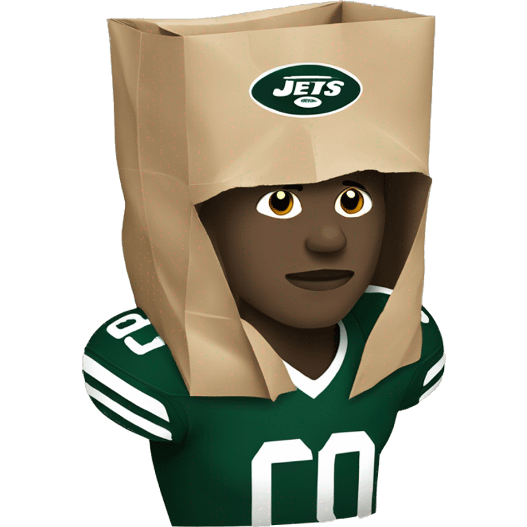 Jets football player with paper bag over head  emoji