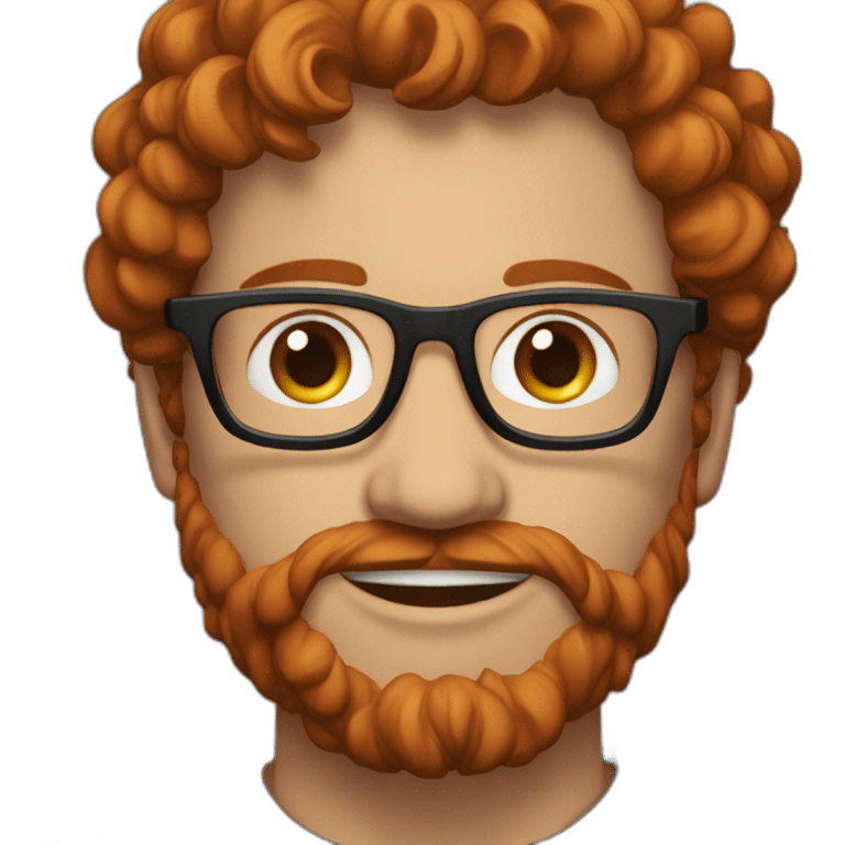 man around 25 with with redhead short mid-curly hair. with beard and glasses. scarlet checked shirt emoji