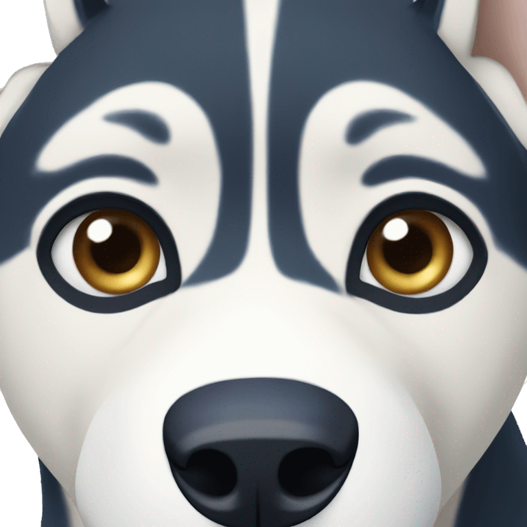 Husky with one eye blue and one eye brown and blue emoji