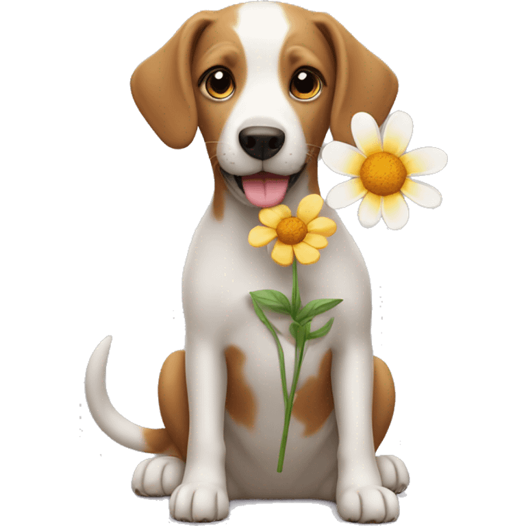 Dog holding a flower emoji