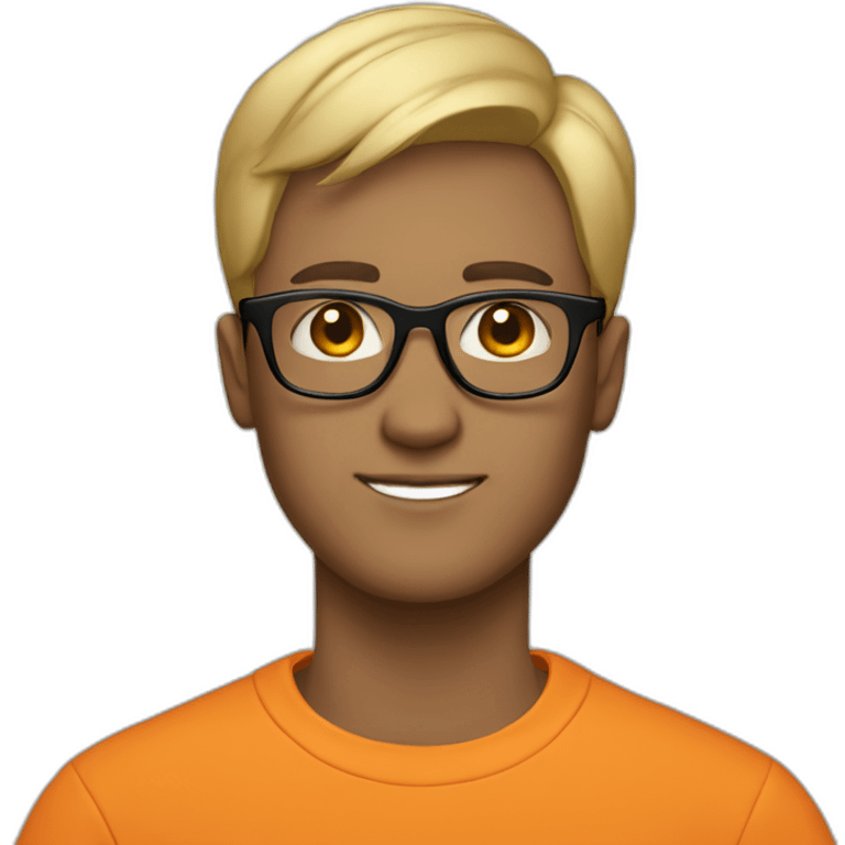 guy with black glasses dirtyblonde short hair with orange sweatshirt emoji