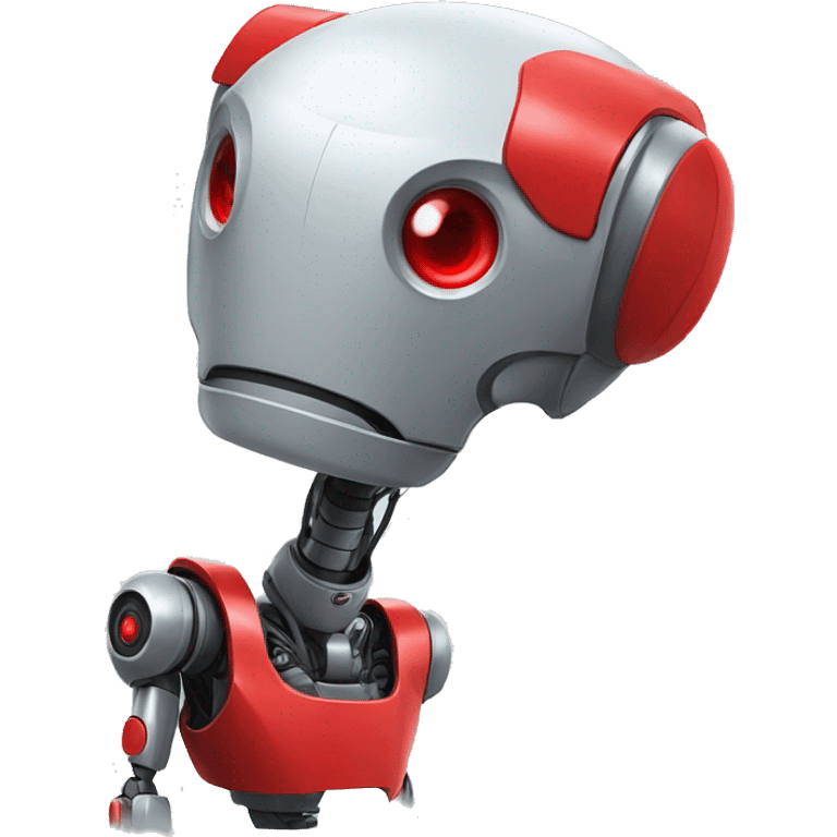 robot, red, 2 eyes, red antenna in the head from the right ear, one hand, small, simple emoji