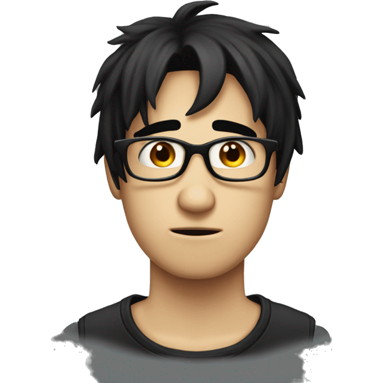 depressed and nerdy emo guy with black hair emoji