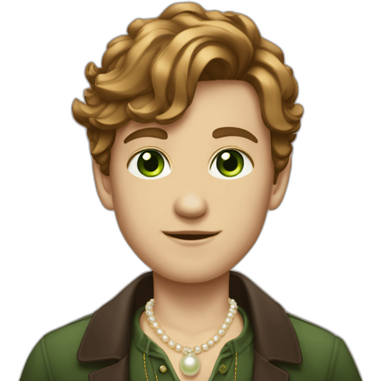 Posh-boy-with-pearl-necklace-and-green-eyes-and-brown-hair emoji