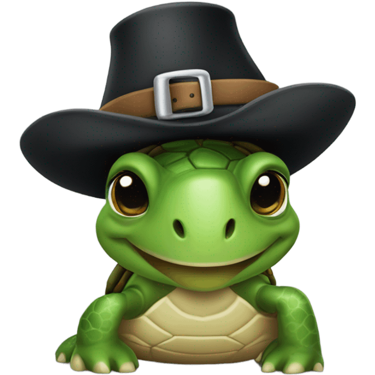 Turtle with a pilgrim hat emoji