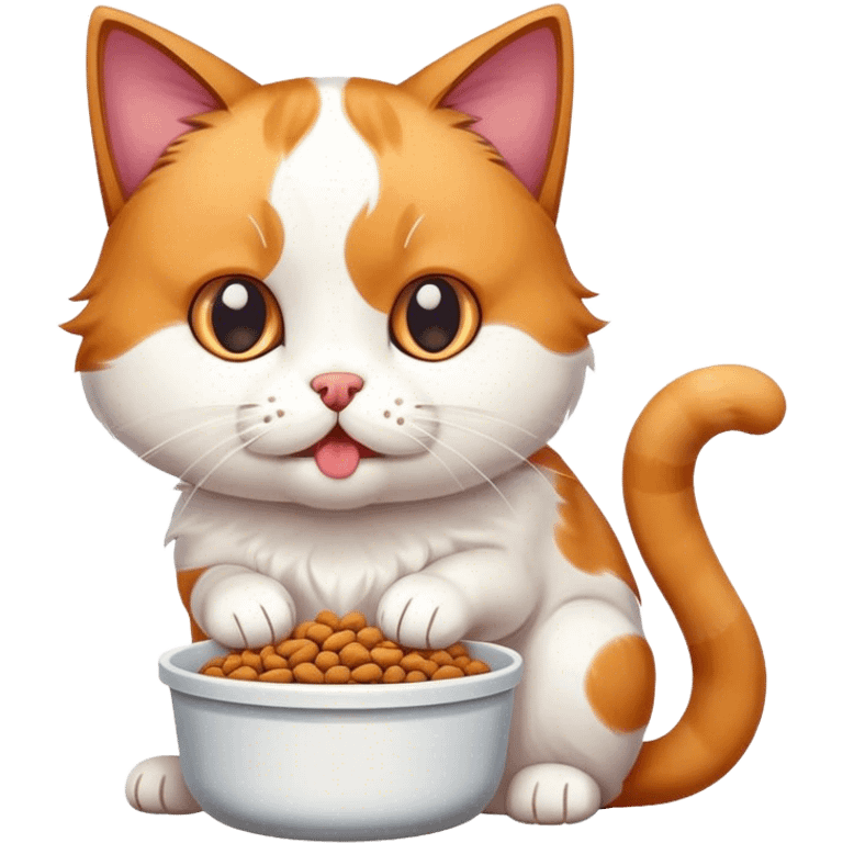 Cat eating dog food emoji