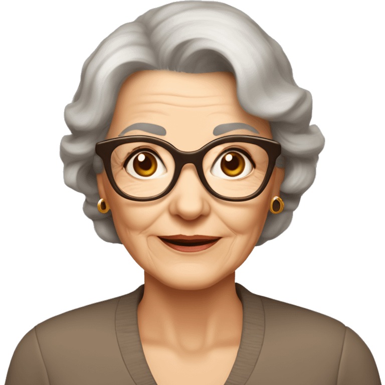 80 years old girl
Short brown hair with bob styling
light skin small
glasses with refined frame
Brown eyes with cat eye liner emoji