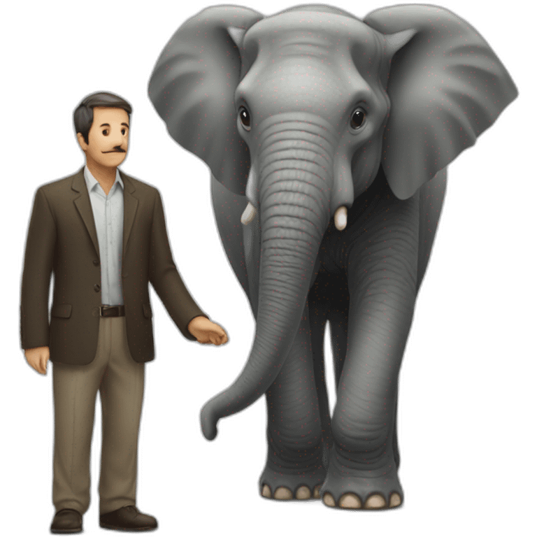 elephant with a man next to him emoji