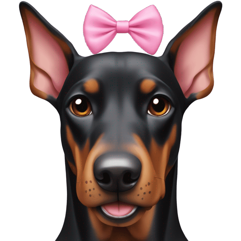 Doberman without ears cropped with pink bow emoji