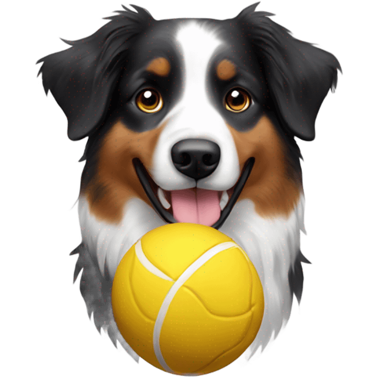 Australian shepherd with a ball emoji