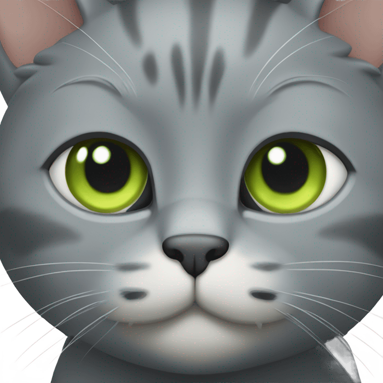 solid gray cat with light green eyes emoji