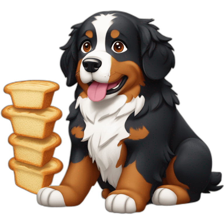 Bernese mountain dog baking bread emoji