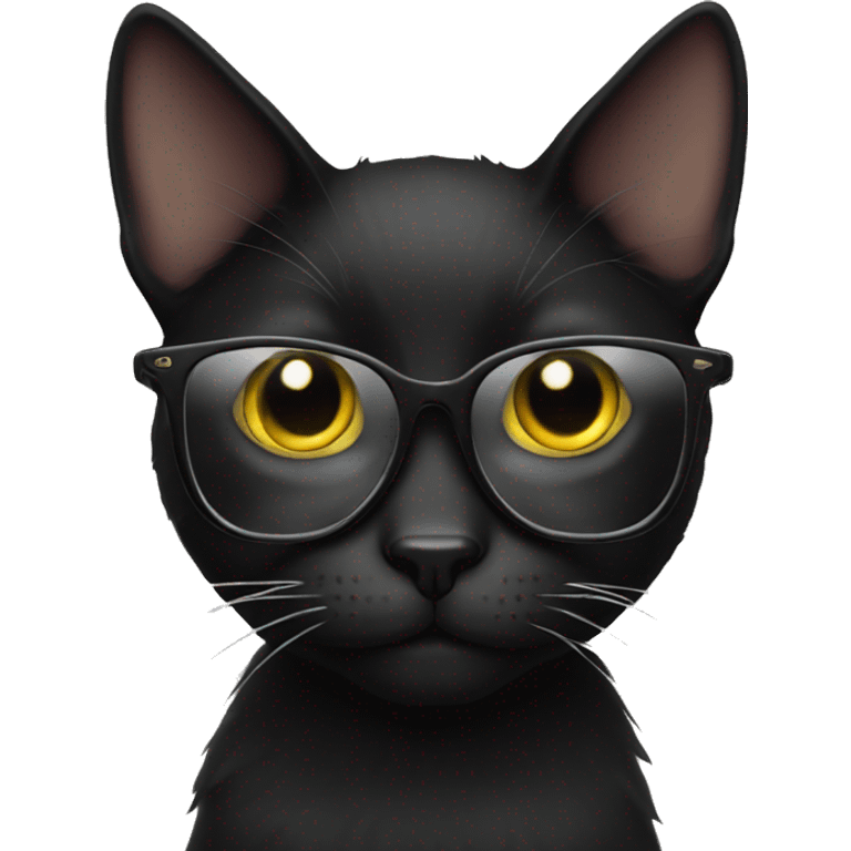 black cat with glasses emoji