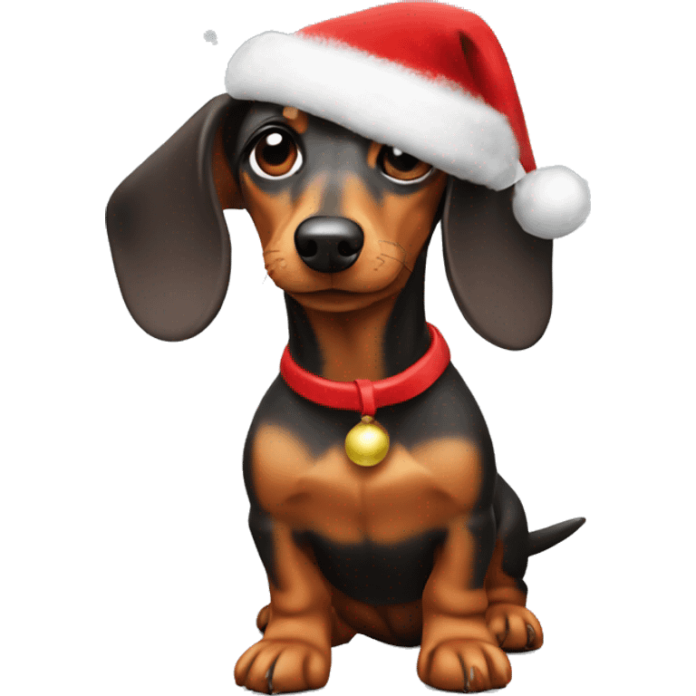 a dachshund dog with a Christmas hat  emoji