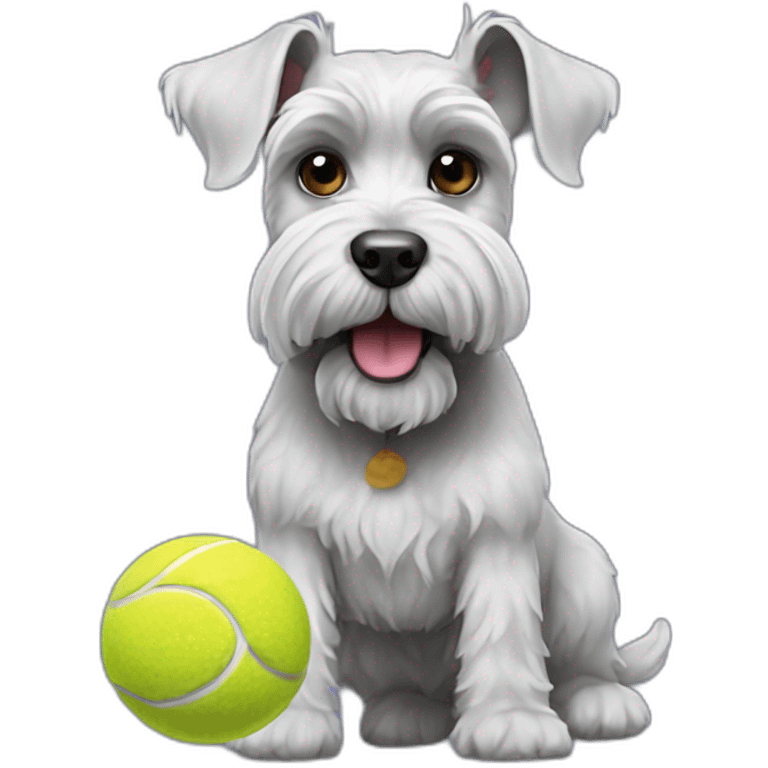 Full body schnauzer tennis ball in mouth emoji