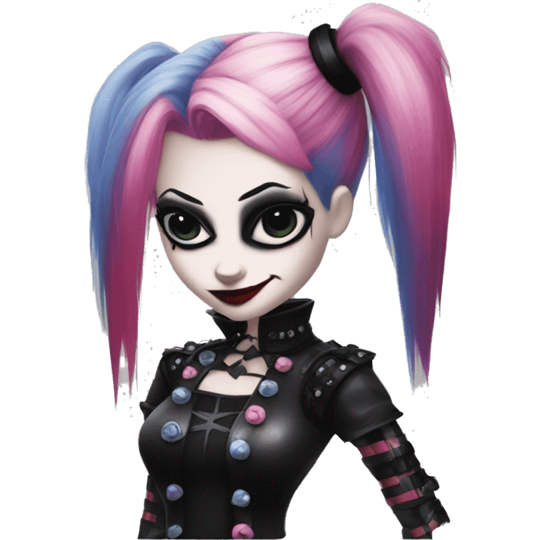 Sparkling goth punk Harley Quinn emoji