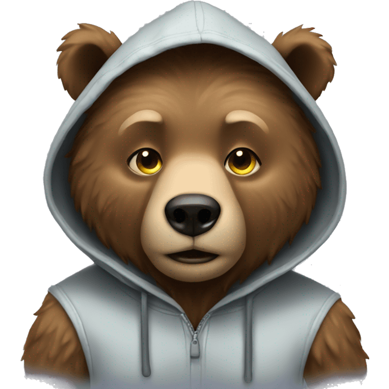 Bear wears hoodie emoji