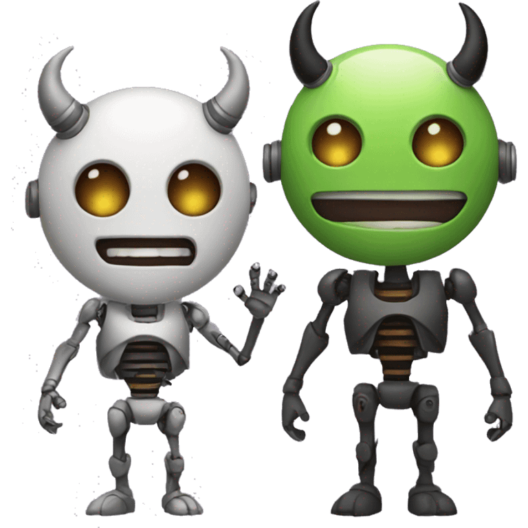 Half demon and half robot is happy emoji