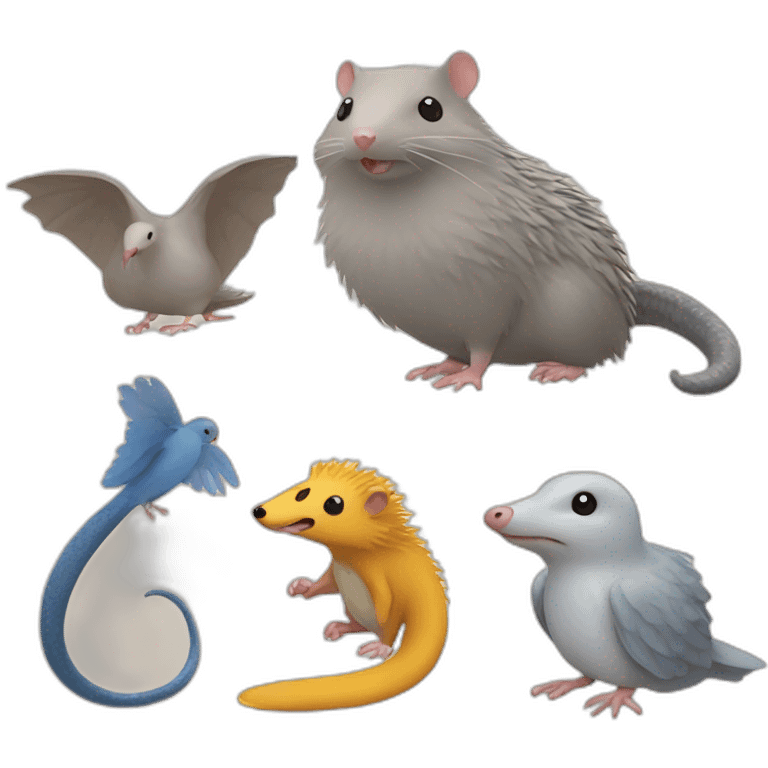 Rat, hedgehog, dove, snake emoji