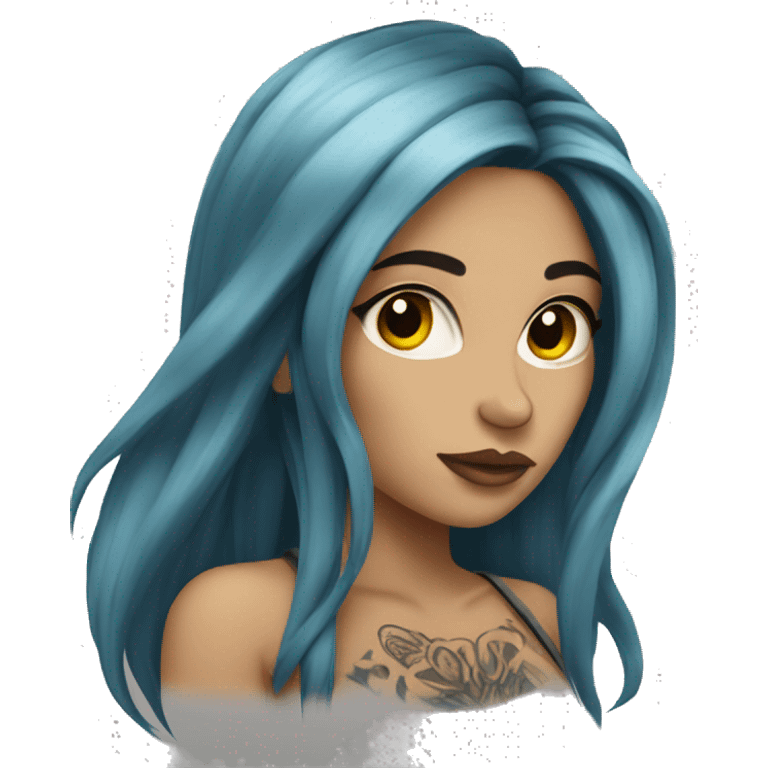 tattooed woman very attractive long hair emoji