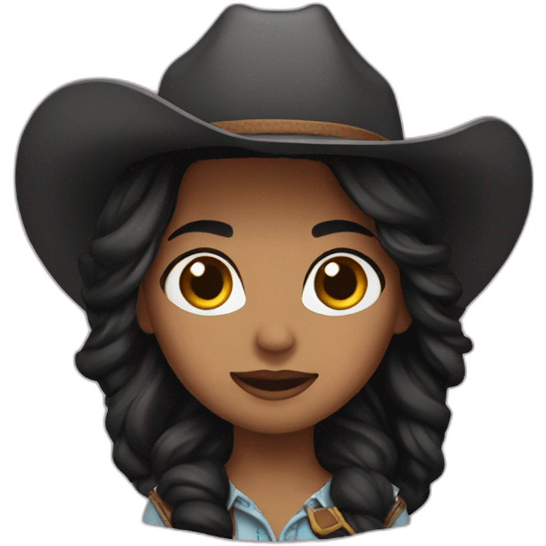 cowgirl straight black hair emoji