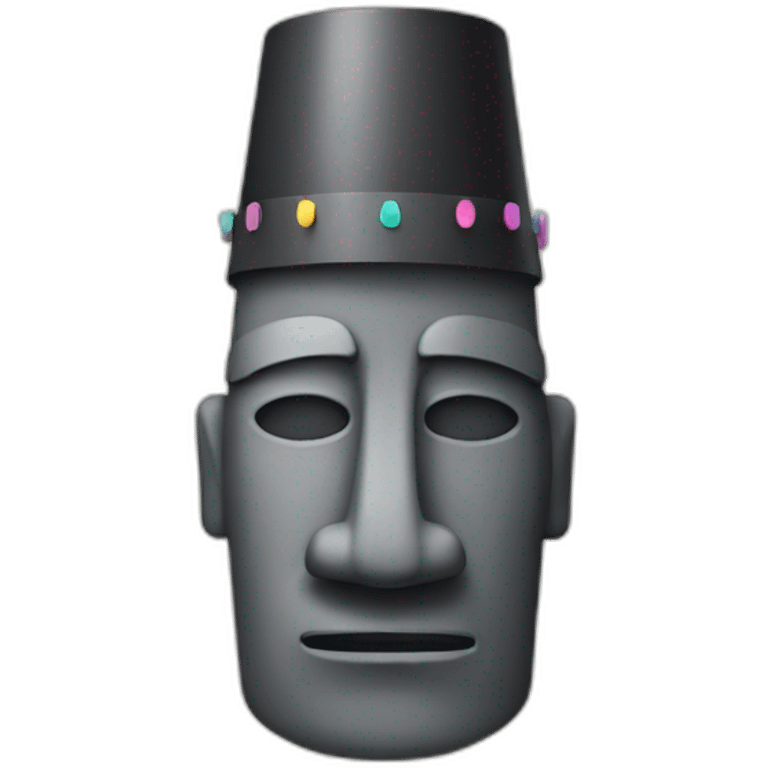 a moai head wearing a party hat emoji