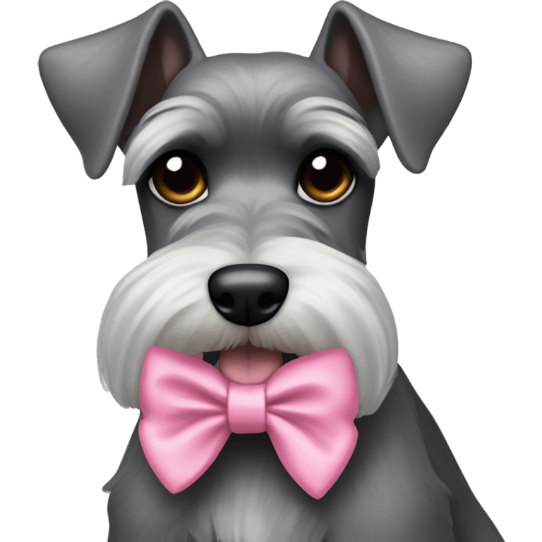 schnauzer pointy ears pink bow  emoji