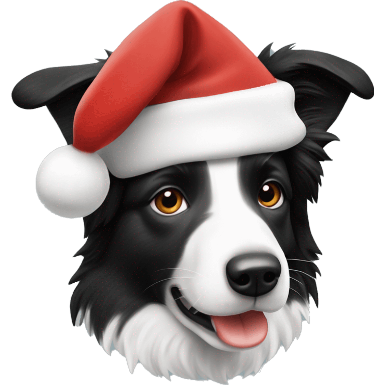 A border collie with a Santa hat ￼ emoji