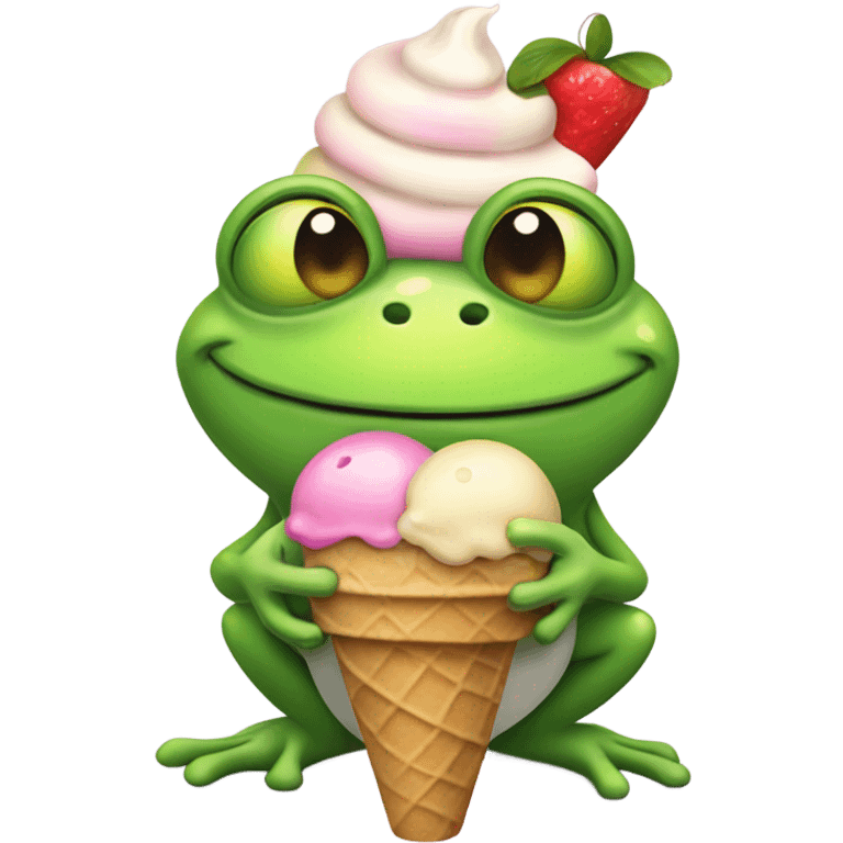 frog with ice-cream emoji