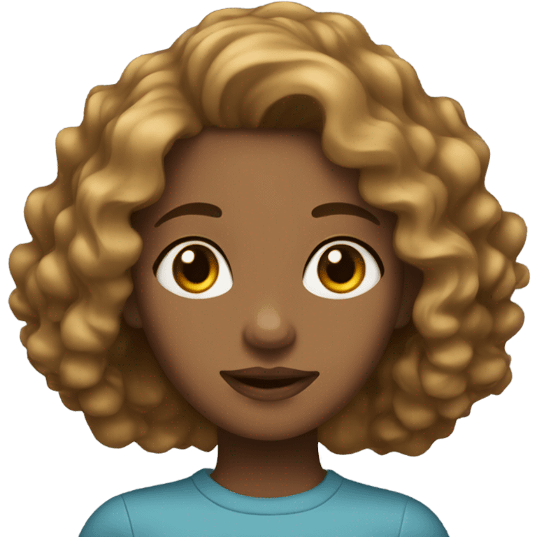 girl with wavy hair light brown skin  emoji