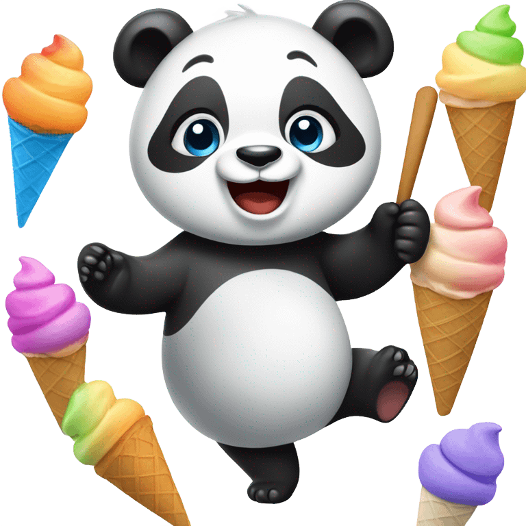 Panda eating ice cream emoji