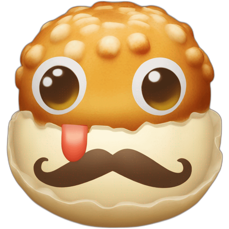 takoyaki with a moustache emoji