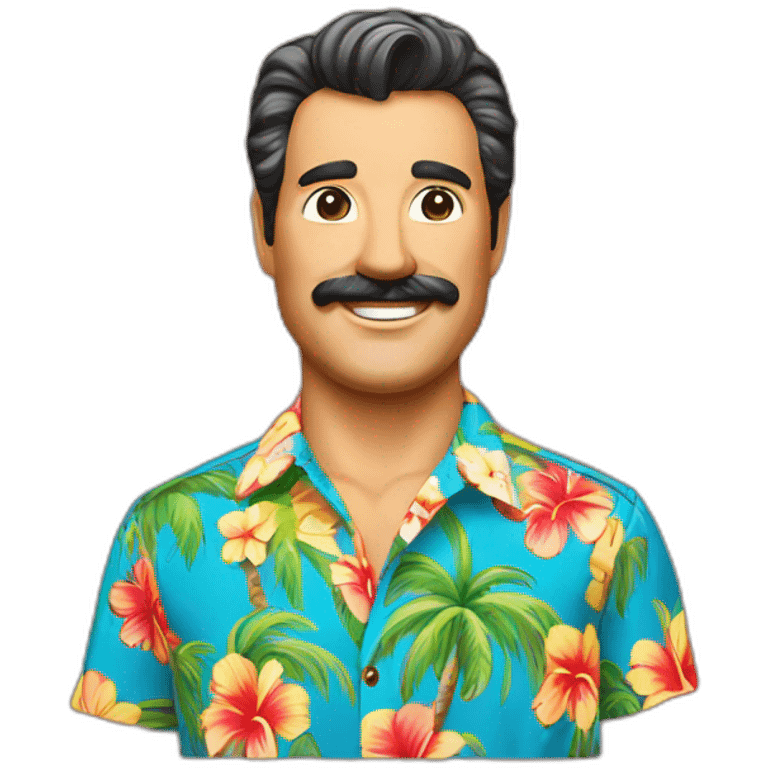 Smiling Magnum PI in Hawaiian shirt emoji