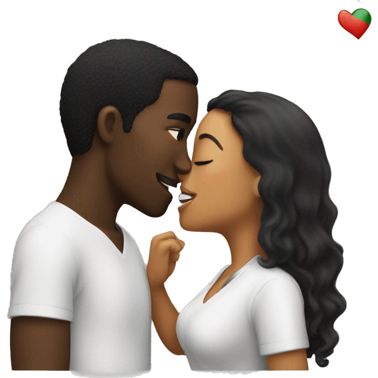 Black girl, kissing a Mexican guy emoji