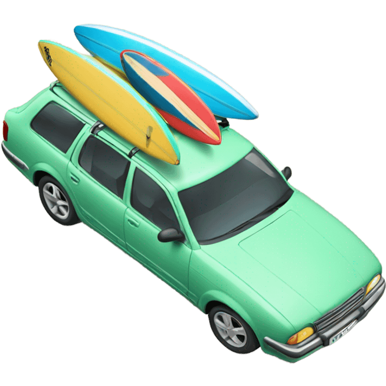 Car with 5 surfboards on top emoji