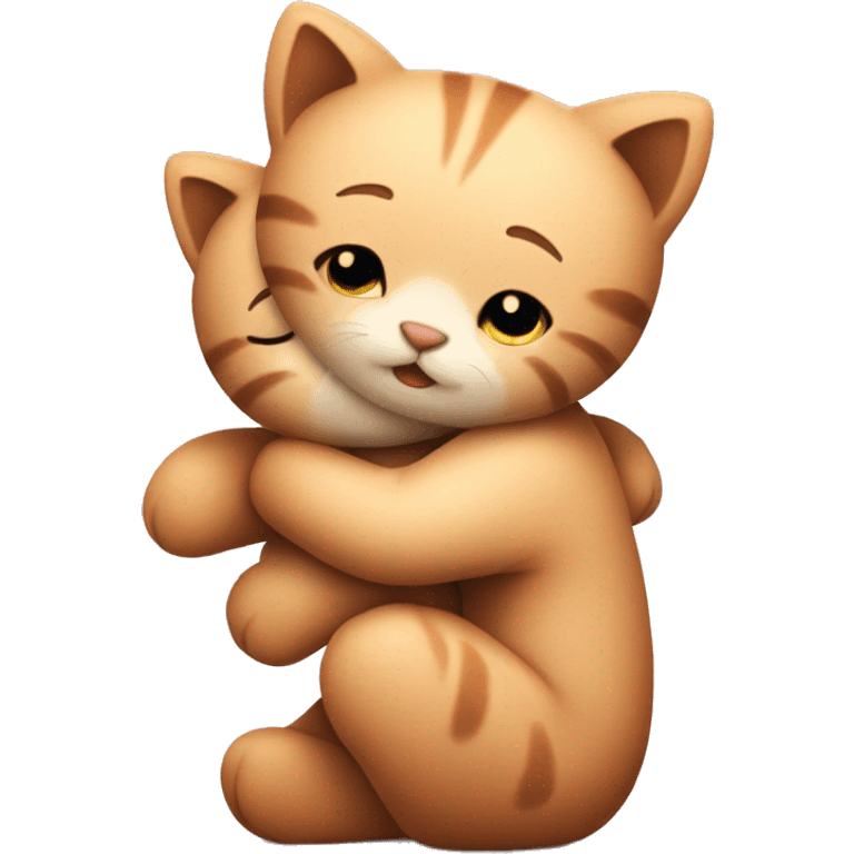 kitty hug teddybear emoji