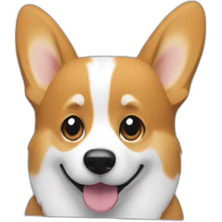 corgi sits behind imac monitor emoji