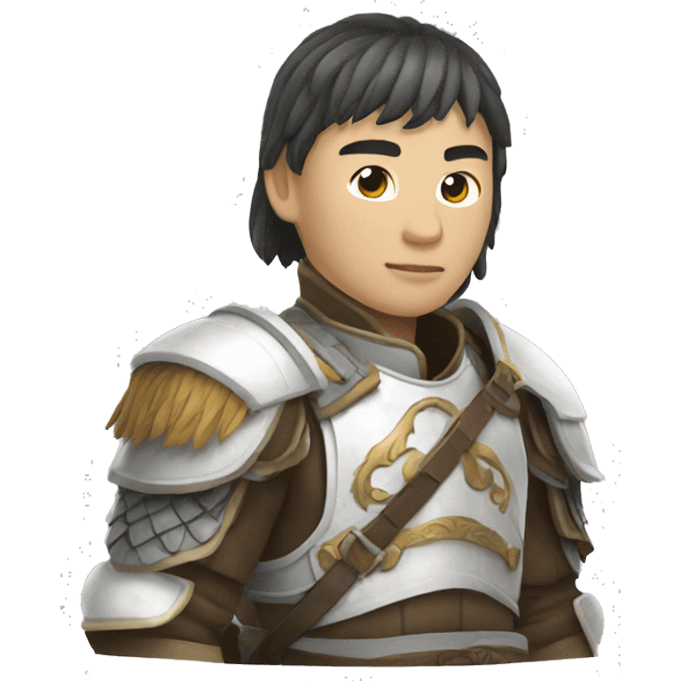 a mongolian soldier  with white skin and leather armor on a horse from the side emoji