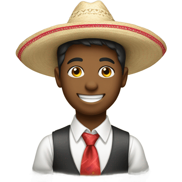 happy boys in neckties wearing sombreros  emoji