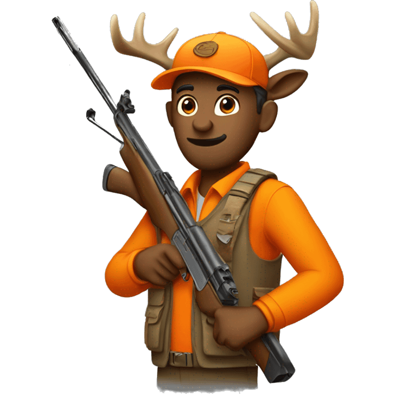 Deer hunter wearing orange emoji