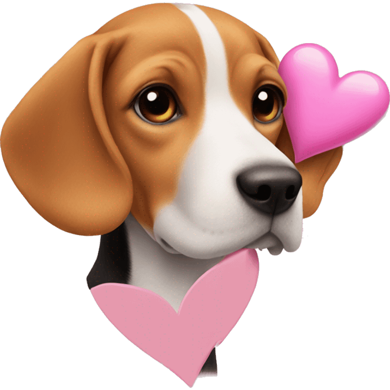 beagle next to a pink heart  emoji