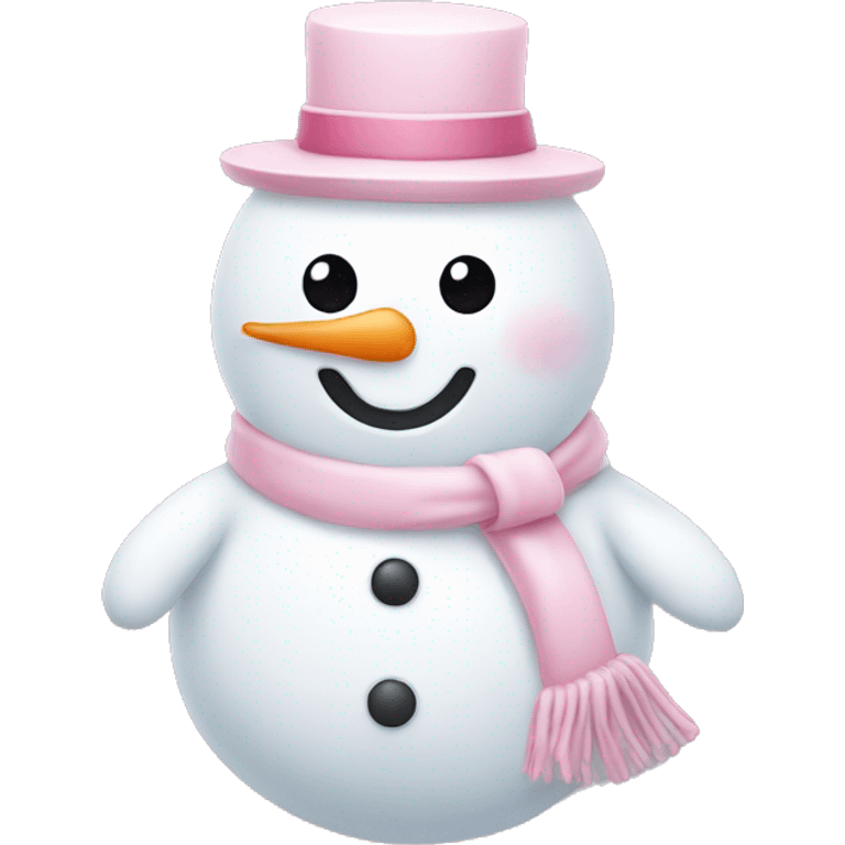 Cute white and light pink snowman emoji