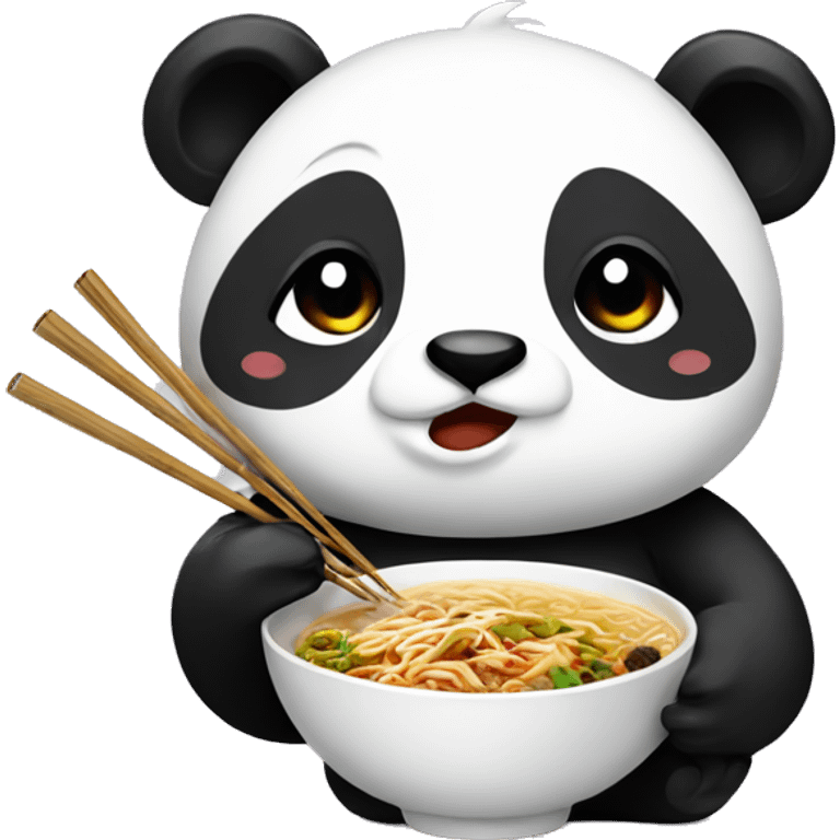 Panda, holding chopsticks, eating ramen emoji